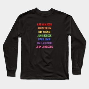 BTS (Bangtan Sonyeondan) Names - Rainbow Colors Long Sleeve T-Shirt